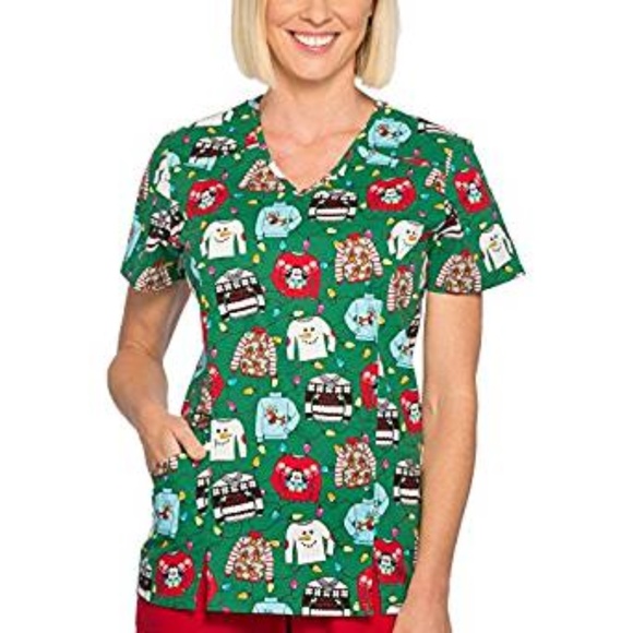 Scrubstar Tops | Scrubstar Womens Ugly Christmas Sweater Scrub Top | Color: Green | Size: 2x | Msullivan2013's Closet
